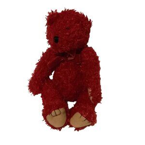 Bath & Body Works Red Snow Jointed Teddy Bear Plush Stuffed Toy 9” Age 3+ Shaggy